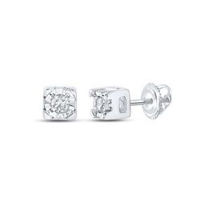 Diamond Earring Stud Sterling Silver  1/20 carat